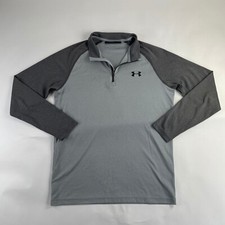Under Armour Jacket Small Mens Grey Loose Heatgear 1/4 Zip Long Sleeve Used