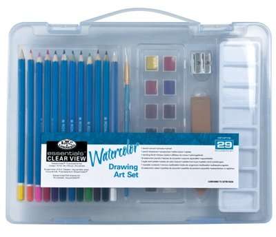 Royal Langnickel Aquarell Zeichenset - SM Klarsichtetui - Aquarellstifte