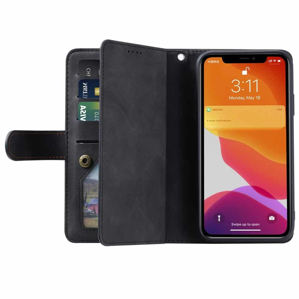 9 Card Slot Wallet Flip Leather Case Cover For iPhone 12 11 Pro Max XR SE 8 7 6s - Image 4 of 4