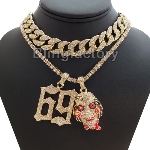 Gold Plated Alloy 69 \u0026 Jigsaw Charm 