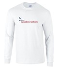 Lignes aériennes Canadian Airlines logo bleu rouge Canada Aviation T-shirt blanc manches longues coton