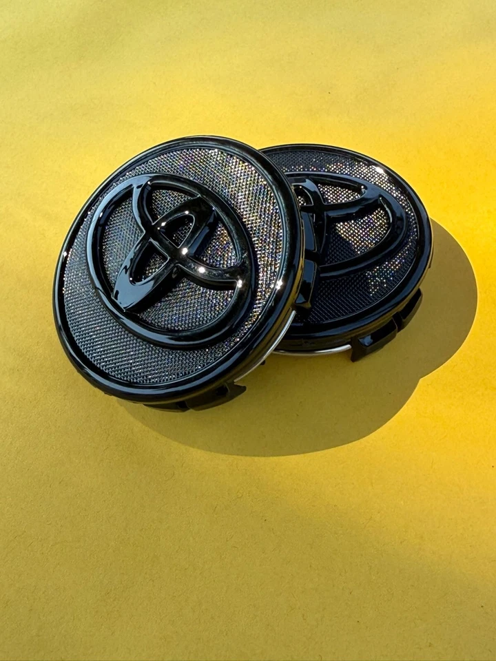 4x TOYOTA 57mm Full Black Wheel Center Caps- Corolla, Prius, Yaris Foto 3 de 4