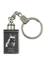 French Bulldog, Frenchie - Crystal key ring with dog photo, illuminated key ring