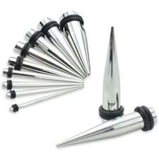 PAIR STEEL EAR TAPER EXPANDER STRETCHER GAUGE 14G 12G 10G 8G 6G 4G 2G 0G