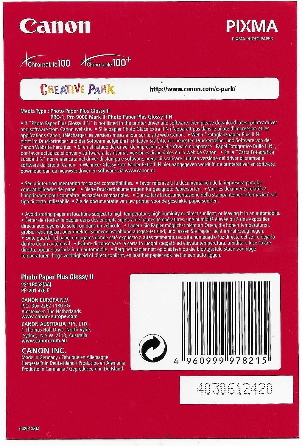 Canon Photo Paper Plus II PP201 highGloss Photo Paper 5 Sheet(s) eBay