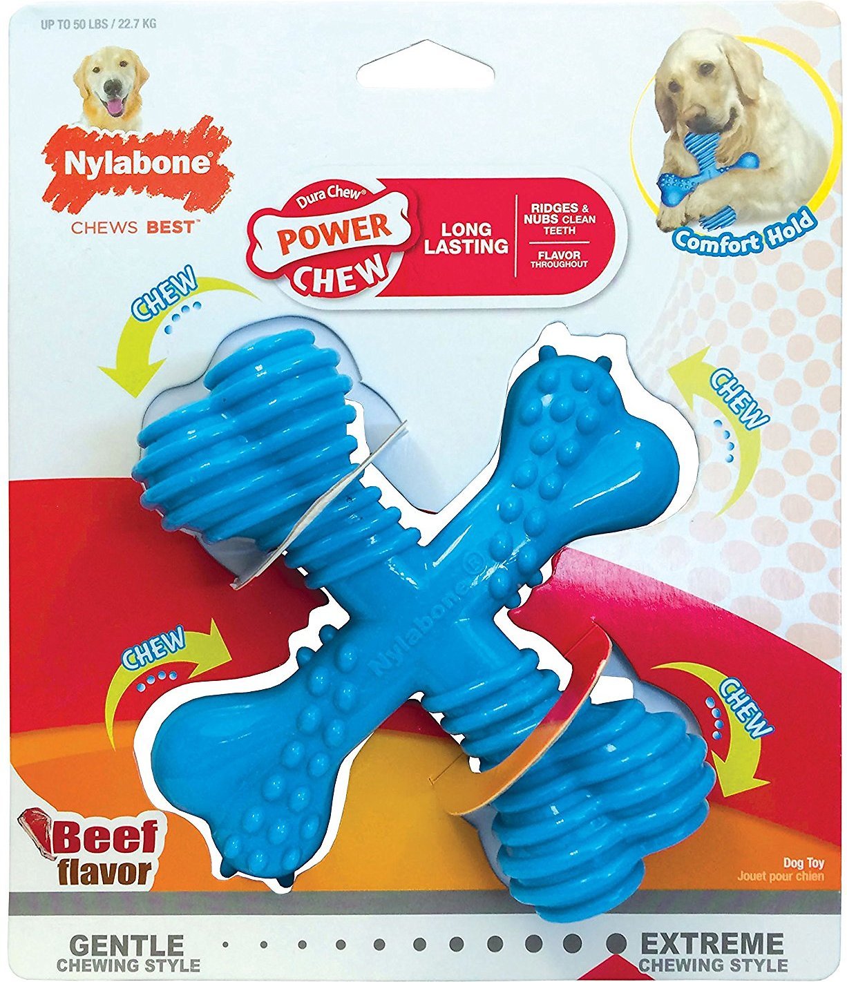 Nylabone DuraChew X Bone Beef Flavor Dog Chew Toy 