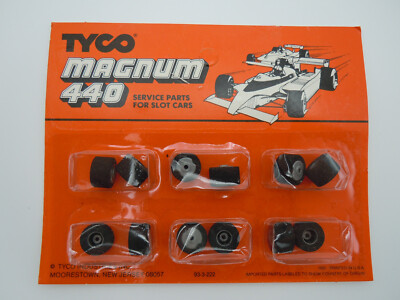 TYCO MAGNUM 440 REAR WHEELS & FOAM TIRES ~ 6 SETS NEW ON CARD (24PC TOTAL) 1982