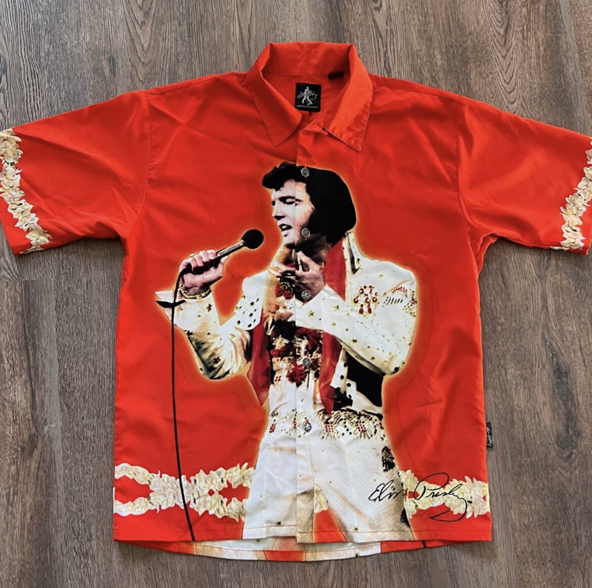 RARE Vintage Elvis Presley King Red Button Up Shirt Hawaii Men