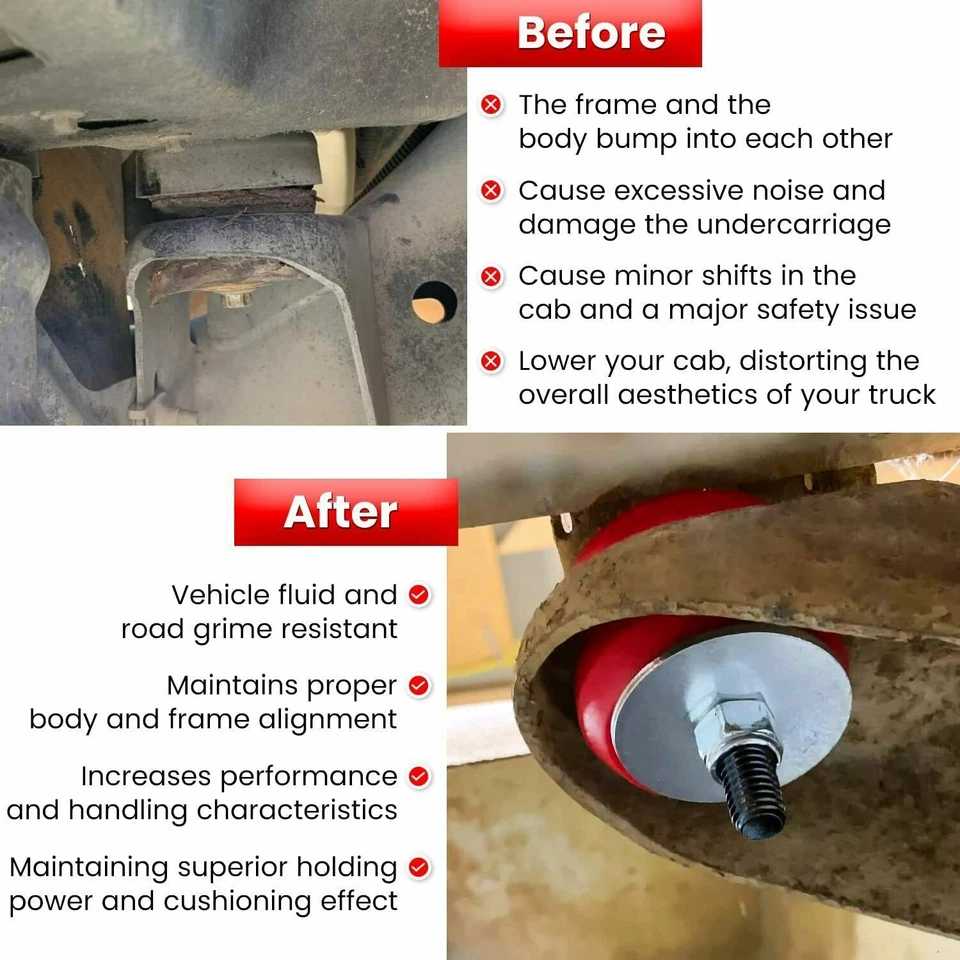 Juego de bujes de montaje de cabina de carrocería 4.4123R para Ford F150 F250 F350 1980-1998 2x4 4x4 Foto 4 de 4