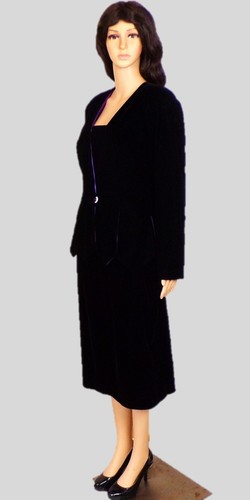 VELVET! PATRA/SK & COMPANY size 12 black 2-piece set jacket/skirt all synth. DC - Picture 8 of 15