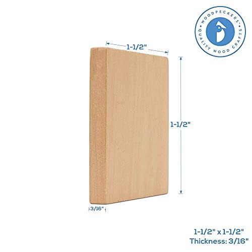 Wood Tiles, Pack of Blank Wood Squares for Crafts, Wood 1-1/2 x 1-1/2 Inch 100 - Picture 3 of 8