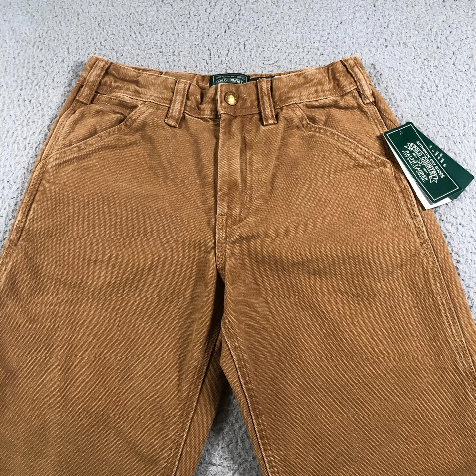 Pantalones Polo Country Ralph Lauren Niños 10 Marrón Pato Lona Utilidad Carpintero Logo Foto 2 de 4