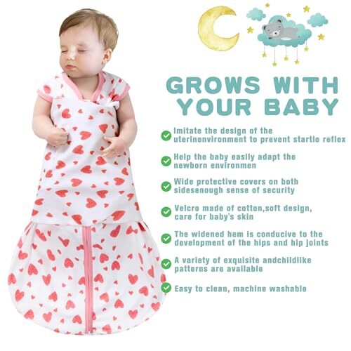 Newborn Sleep Sack Baby Swaddle,3Way Adjustable Wearable 03 Months