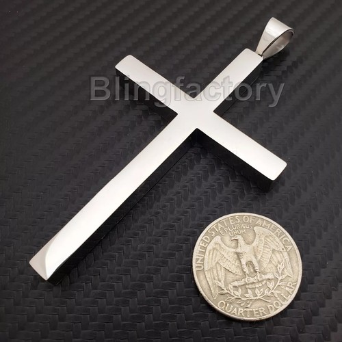 Large Cross Stainless Steel Gold Silver Finish Hip Hop Charm Pendant Jewelry - Picture 10 of 12