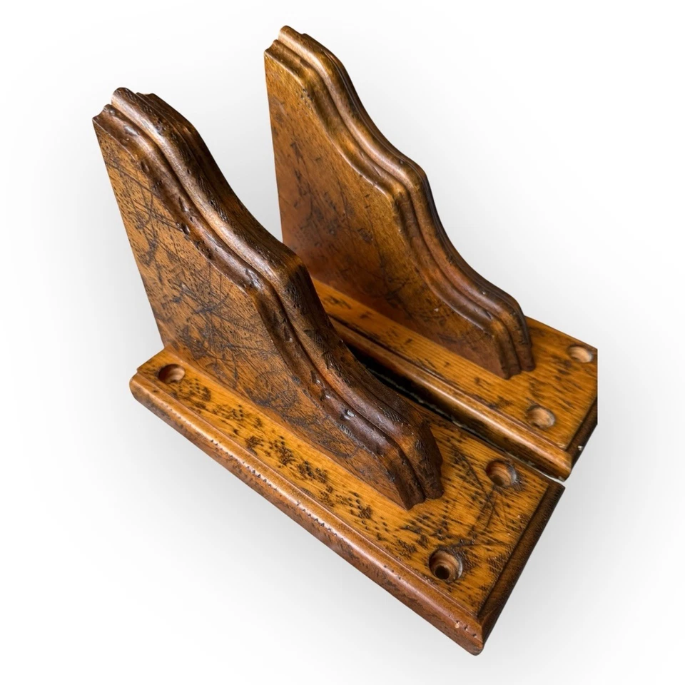 Juego de 2 soportes de ménsula de madera antigua francesa rústica recuperada Foto 3 de 4