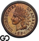 1884 Indian Head Cent Penny PROOF *3,942 Struck* Solid Gem PR++, 4-Full Diamonds