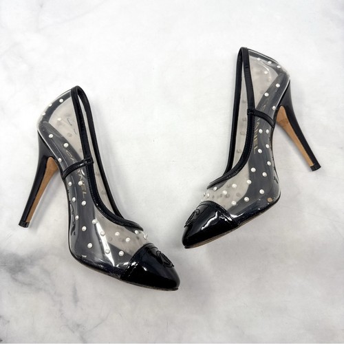 CHANEL Vintage CC Coco Mark Pearl Polka Dot Clear Transparent Pumps Heels 35,5 - Bild 5 von 15