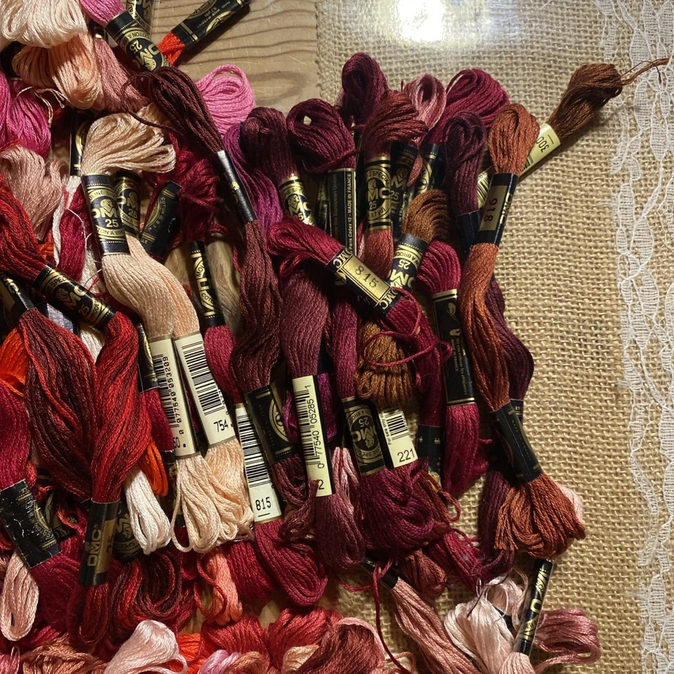 DMC Thread Floss 90+ Skeins Different Colors Reds/Pinks/+ Some Orange - Image 4 of 4