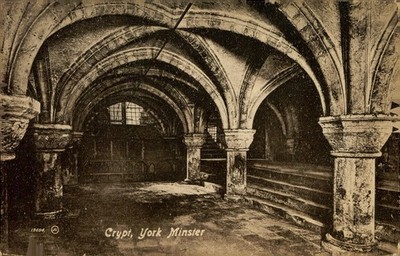 Crypt, York Minster, c1910, Valentine's, Postcard