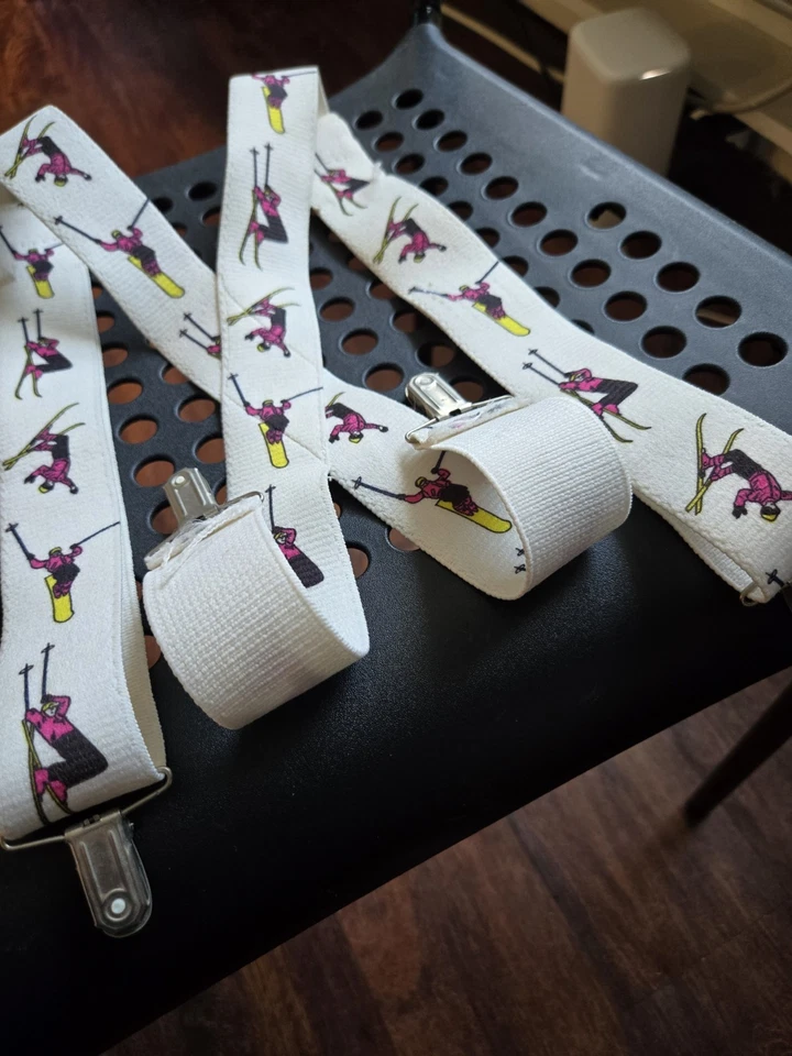 Tirantes ajustables elásticos blancos esquiador 41” de metal a cierre de metal Foto 2 de 3