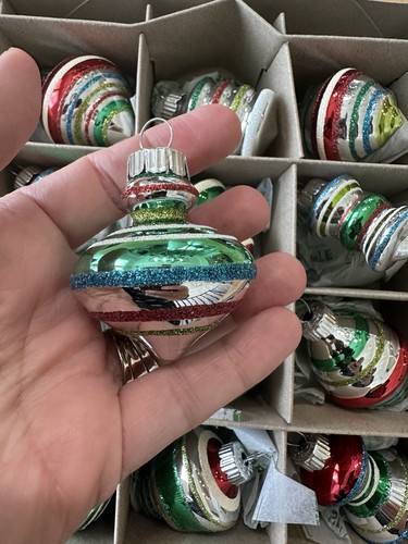Christopher Radko Shiny Brite 1.75" Glass Ornaments – Set of 12 – Vintage Style - Picture 2 of 5