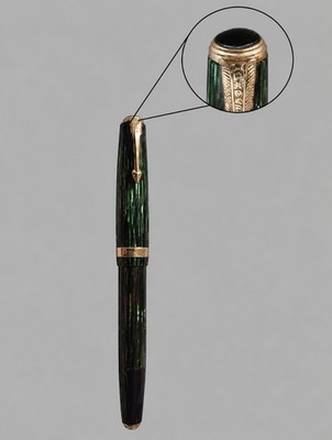 1939 Parker Vacumatic Shadow Wave Emerald Green RARE STAR CLIP Restored.