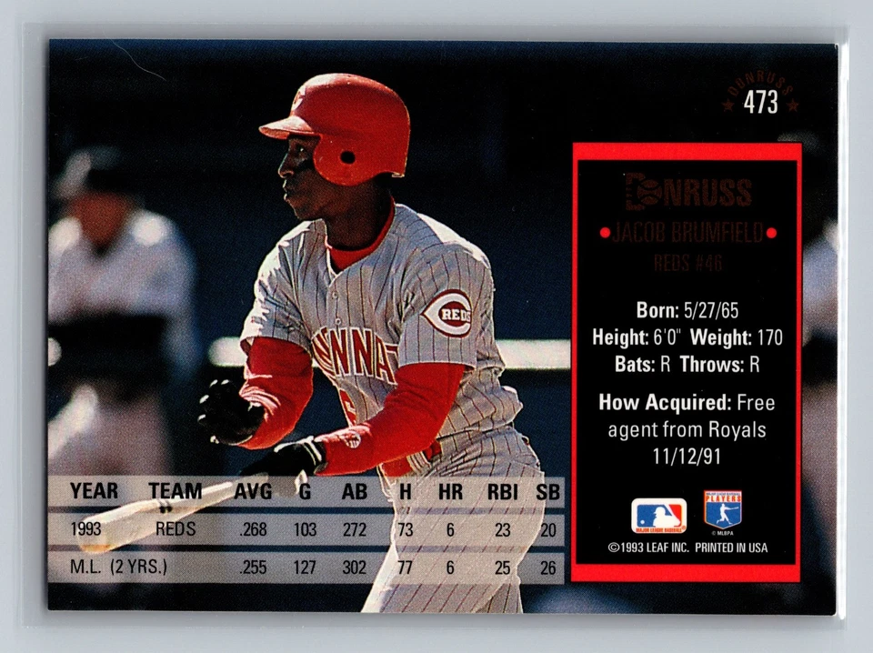 1994 Donruss #473 Jacob Brumfield - Image 2 of 2