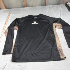 Mossy Oak Brush Shirt Men Large 42-44 Black Camo Performance Long Sleeve Hunting