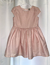 Carter's Pink Polka Dot A-Line Dress Girls 3T Cap Sleeve Satin Button Back