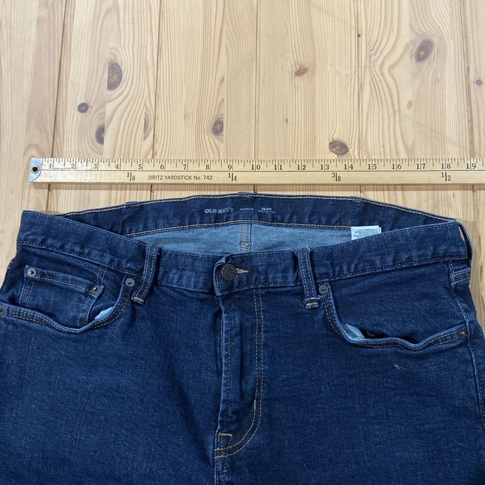 Old Navy Slim Jeans 360 Stretch All-Day Comfort Waistband Dark Wash 38x30 - Image 4 of 4