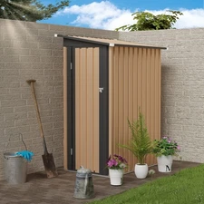 4x2 FT Metal Garden Shed Tool Shed with Side Hinge Door & Pent Roof for Backyard