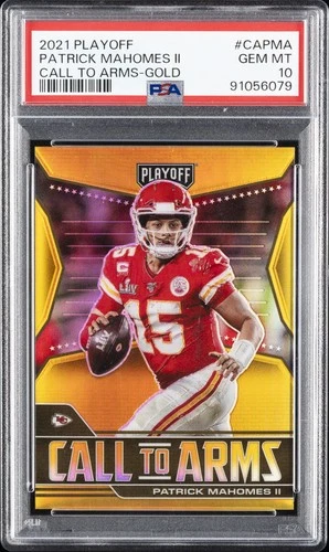 2021 PANINI PLAYOFF CALL TO ARMS GOLD #CAPMA PATRICK MAHOMES II 10/10 PSA 10