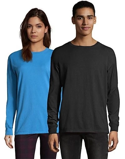 Hanes Adult Long Sleeve T Shirt Tee ComfortWash Garment Dyed Ring Spun Cotton