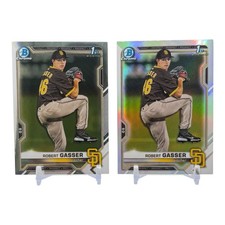 2021 Bowman Draft Chrome Robert Gasser 1st Bowman Lot Refractor + Base