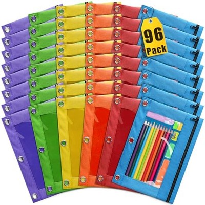 Pencil Pouch for 3 Ring Binder Pack Pencil Pouches with Zipper & Clear 96