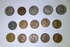 Indian Cent, Buffalo, V-Nickel, Jeffersons, Wheat Cents Lot of 15 Coins.