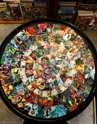 Wooden Table Finished With 1992 Marvel Masterpiece Cards & Sealed W/ Epoxy