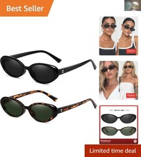 Fashionable Small Oval Sunglasses - 54mm with 100 UV Protection