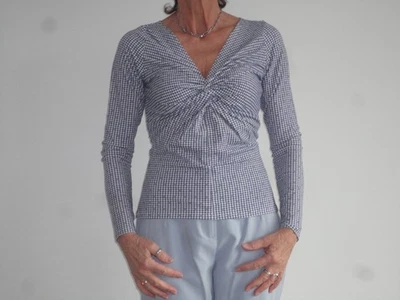 Damen T-shirt, jeansblau/farbig, Gr. M, handmade, neu - Bild 1 von 2