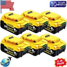 6 Pack 20V 8.0AH For DeWalt 20 Volt Max Lithium Ion Battery DCB206-2 DCB205-2
