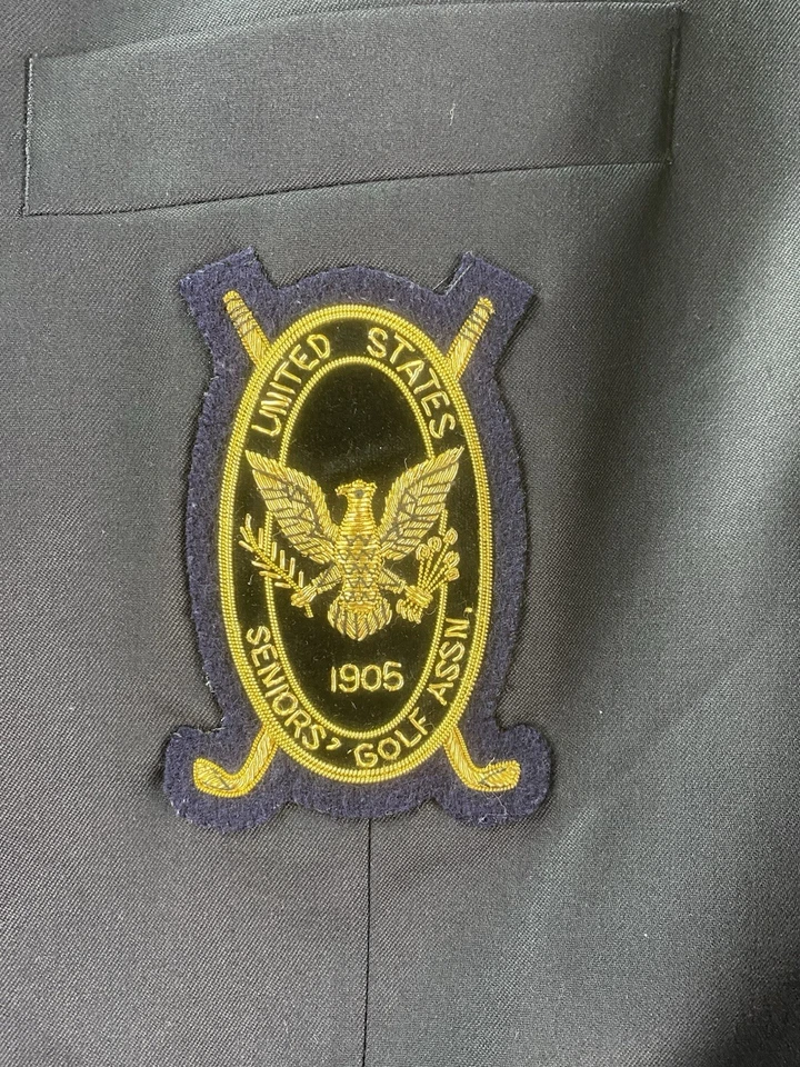 Vintage Corbin Blazer 42 L Navy Wool  United States Seniors Golf ASSN Crest Logo - Image 3 of 4