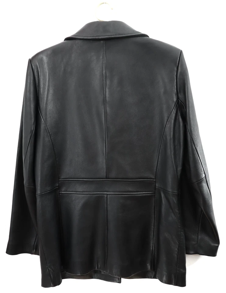 MIX IT Women's Genuine Leather Blazer Jacket Notched Collar Black Lined Size L - Image 2 of 4