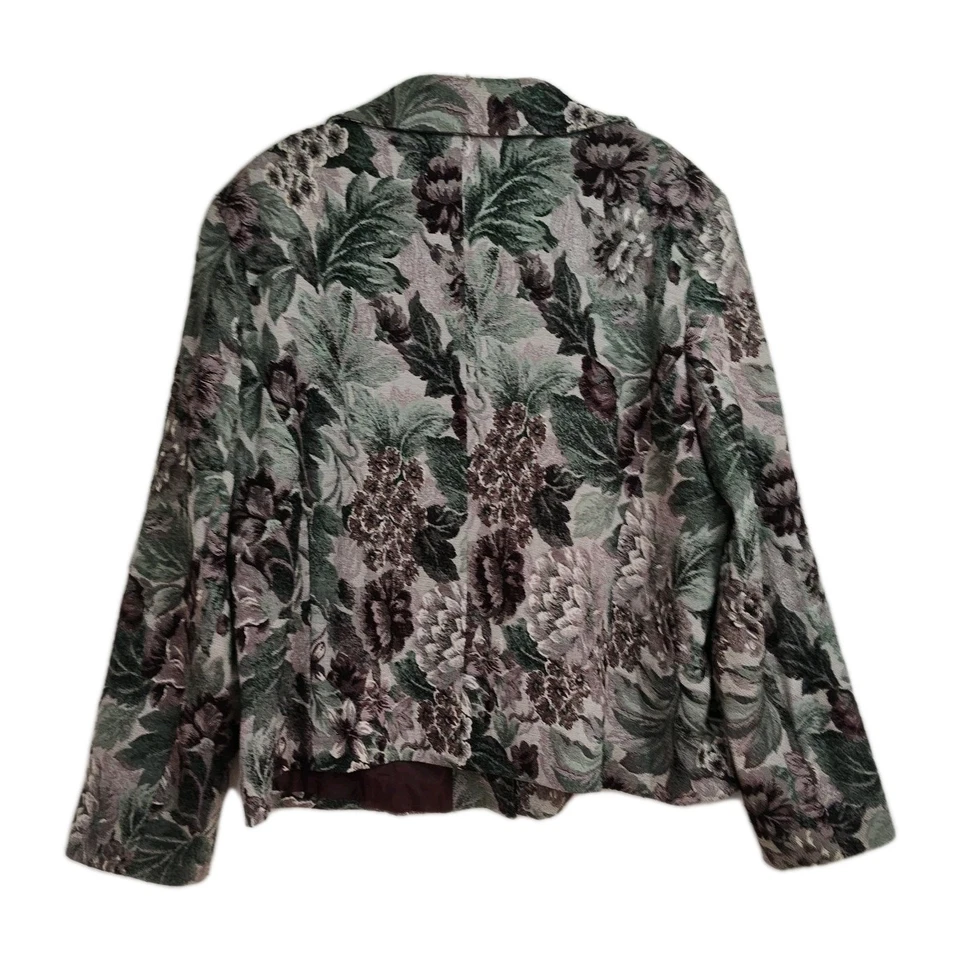 Sag Harbor Blazer 女式 18 码紫色/绿色花卉挂毯长袖 — 第 2/4 张图片