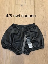 nununu unisex size 4/5 lambskin bkack leather kids shorts NWT