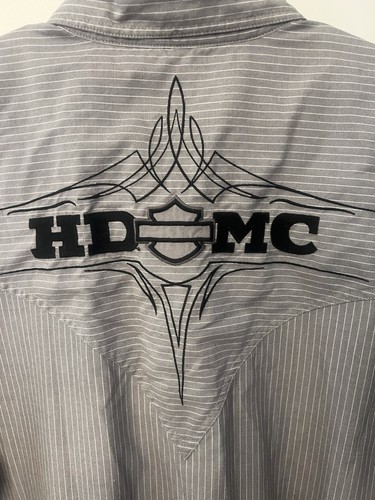 Camisa Harley Davidson Para Hombres Perla Botón a Presión, 2XL Manga Corta Logo Bordado - Imagen 4 de 7
