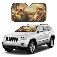 Windshield Sun Shade Foldable Car Front Windshield Sunshade Fit Small Funny Cat