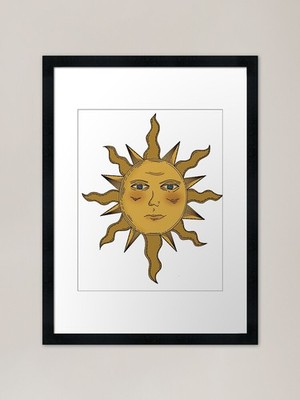 Vintage Sonne gerahmter Kunstdruck gerahmtes Wandbild Poster Leinwanddruck Bild