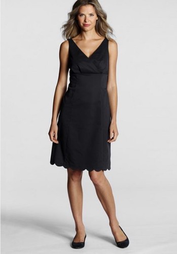 Lands End 16W 1X Black Scalloped Spring Minimalist Staple Feminine Classy Dress