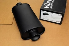 Vibrant StreetPower Flat Black Oval Muffler with Single 3" Round Tip 3" Inlet