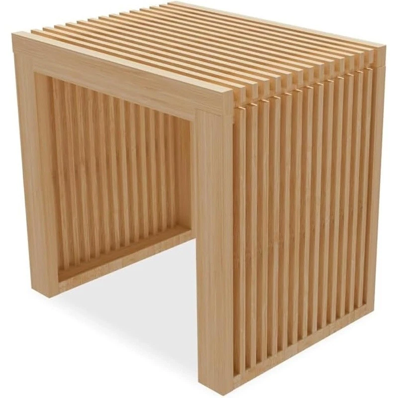 Banco de bambú rústico casa de campo entrada asientos ahorro de espacio diseño duradero nuevo Foto 2 de 4